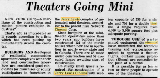 Plaza Theatre - July 15 1972 Article